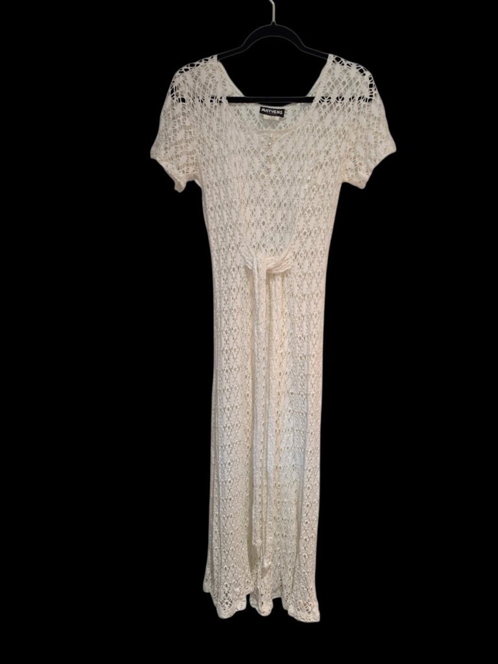 NWT Mayvens of California Sexy White Crochet Knit Dress Size Large